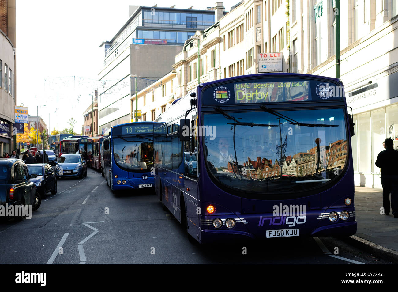 Buses Friar Lane Nottingham. Stock Photo