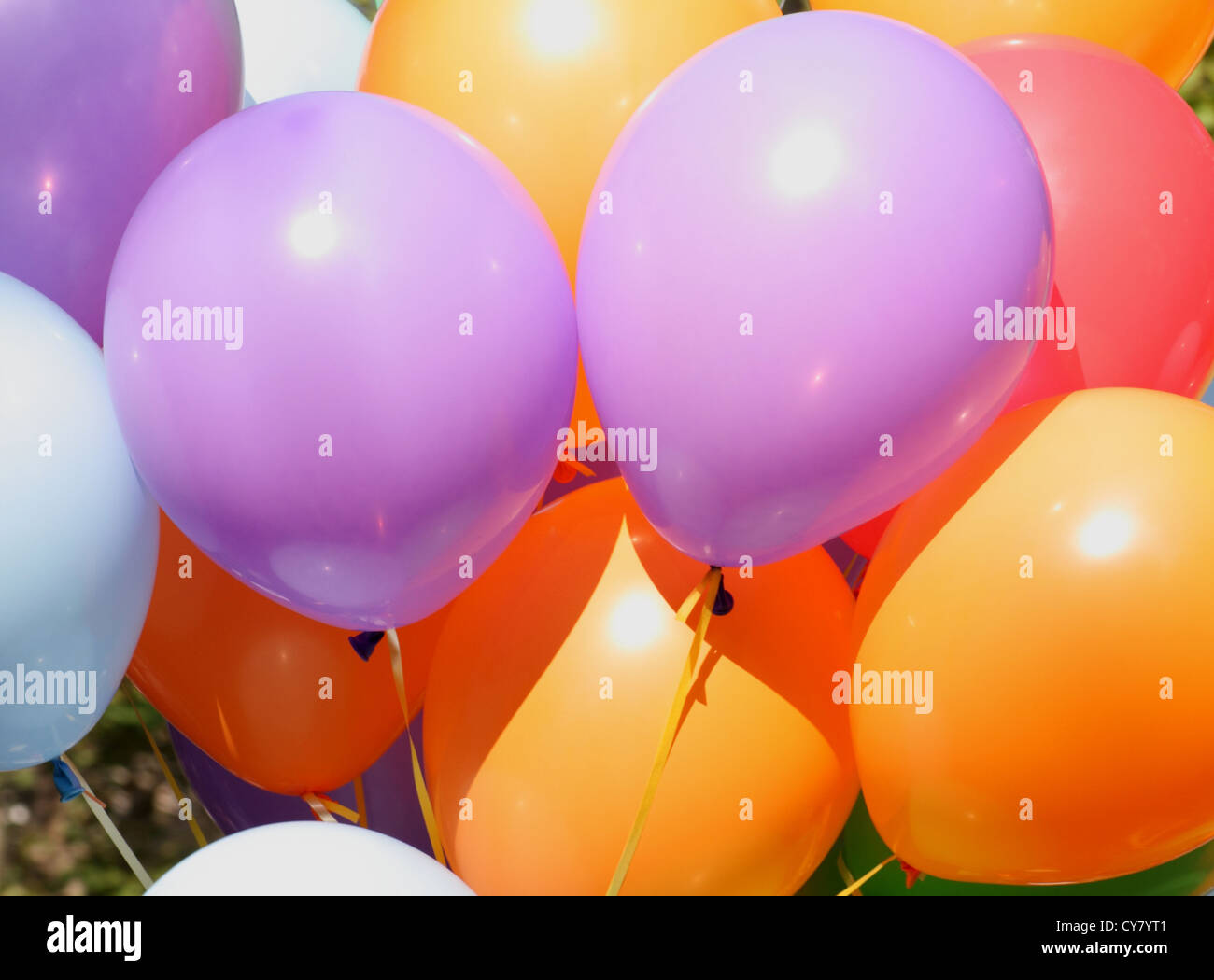 close up of bunch of color balloons Stock Photo