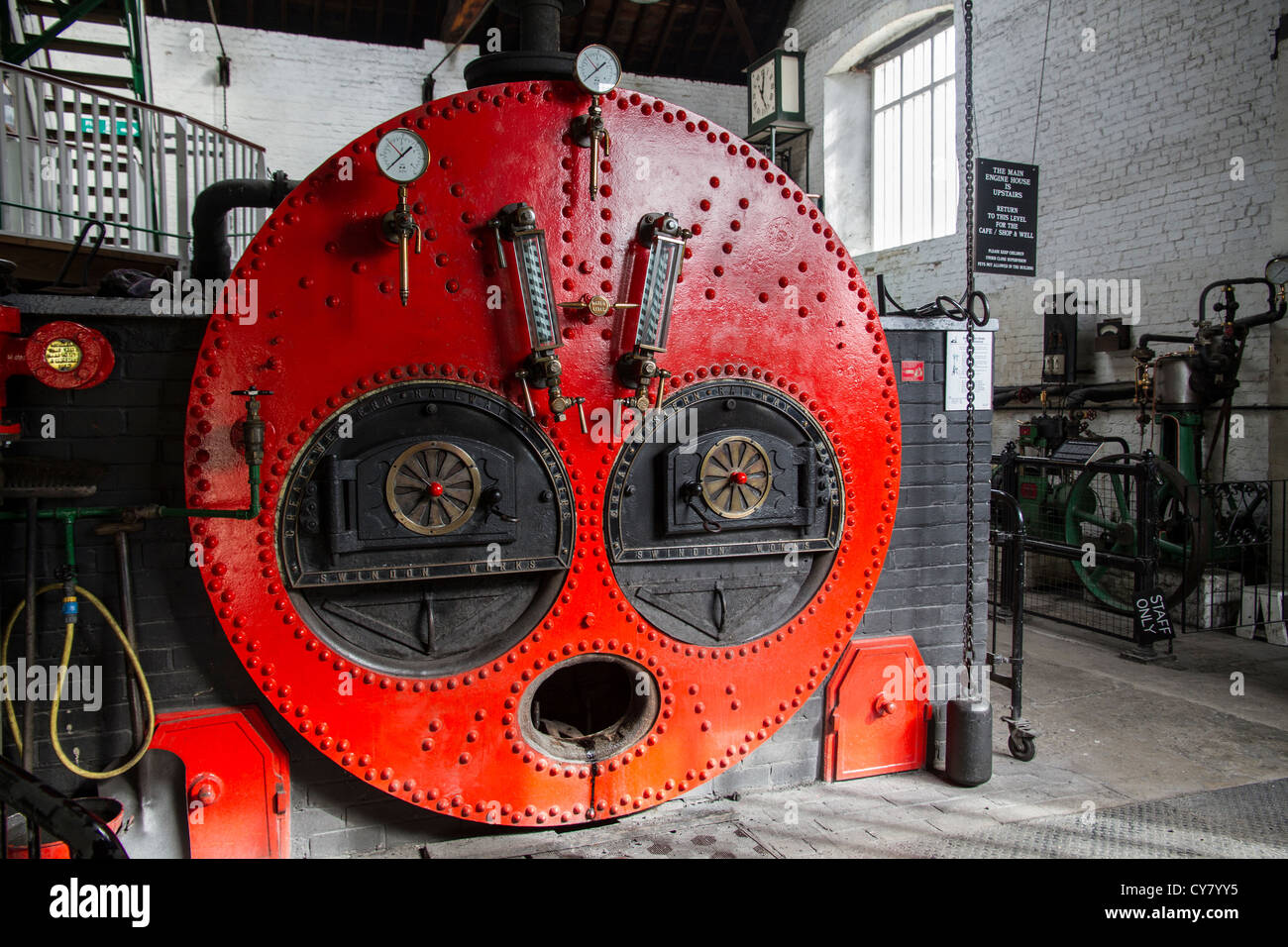 England Wiltshire, Crofton Beam Engine pumping station boiler room Stock Photo