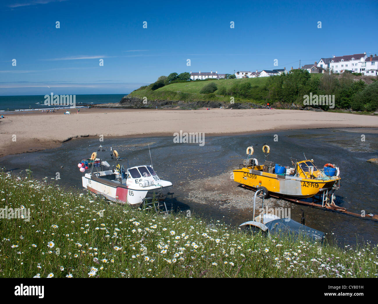 Aberporth harbour and beach Ceredigion Cardigan Bay Mid Wales UK Stock