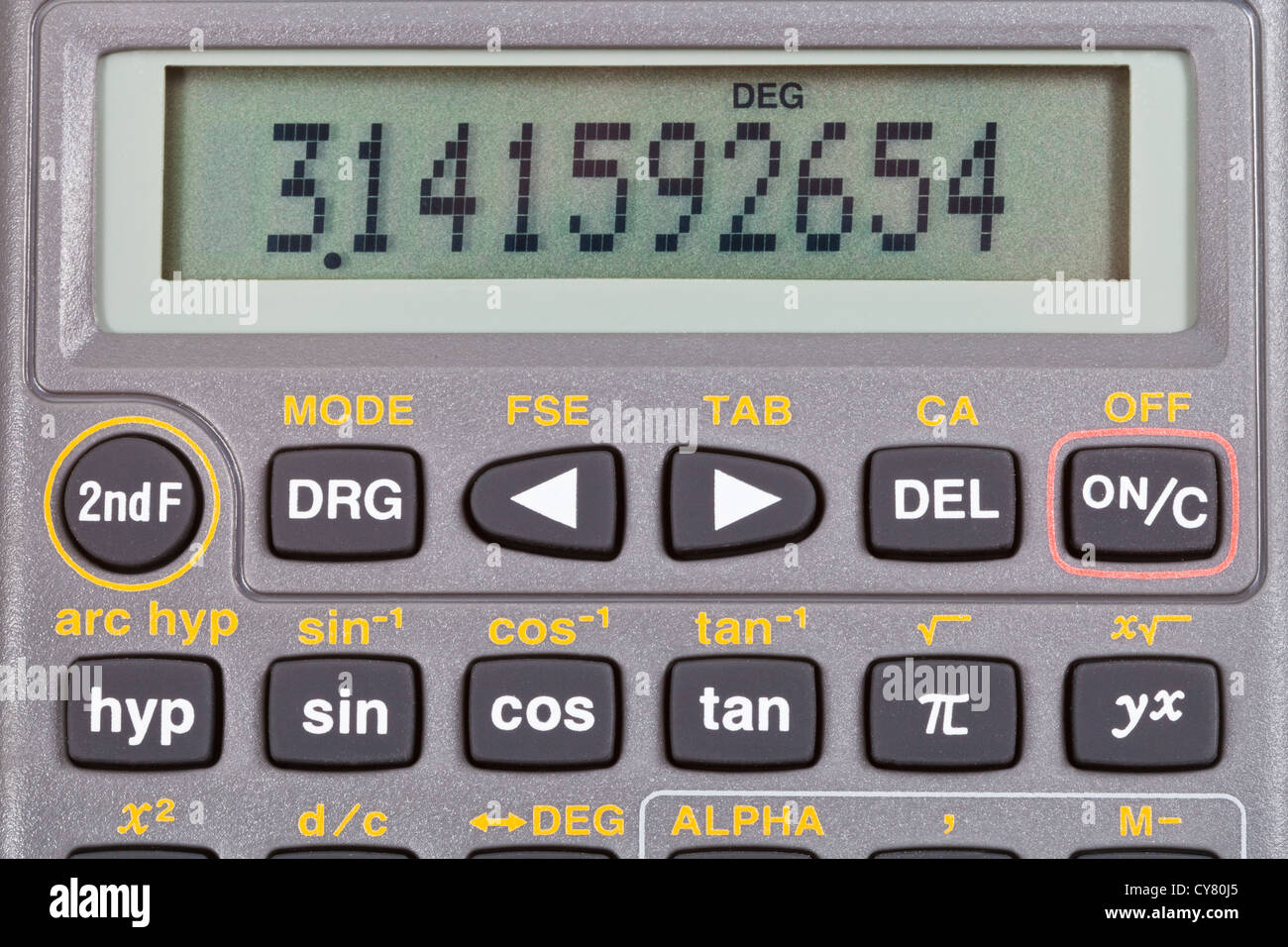 number pi on display of scientific calculator with mathematical functions  close up Stock Photo - Alamy