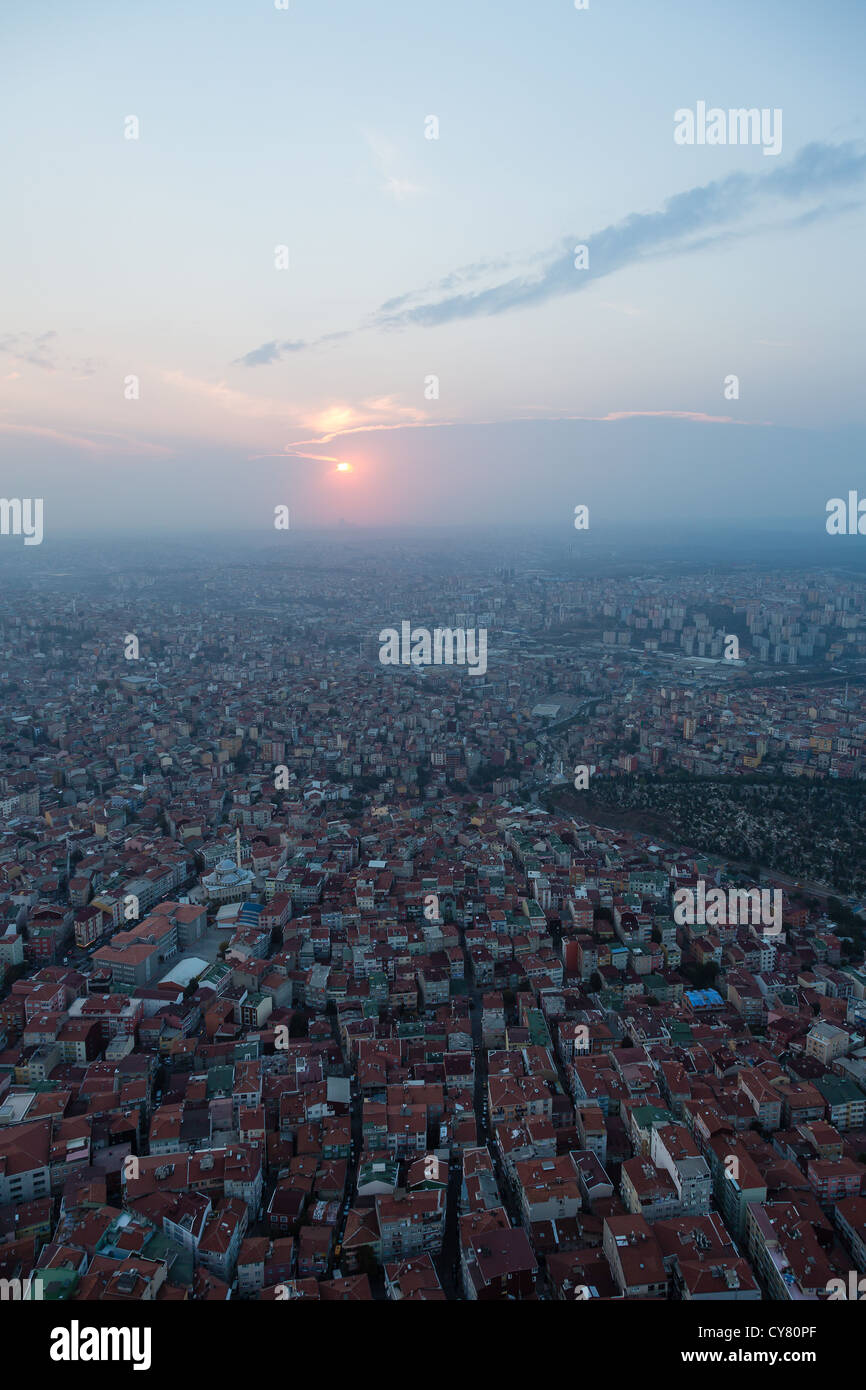 Sunset over Istanbul skyline with copy space Stock Photo