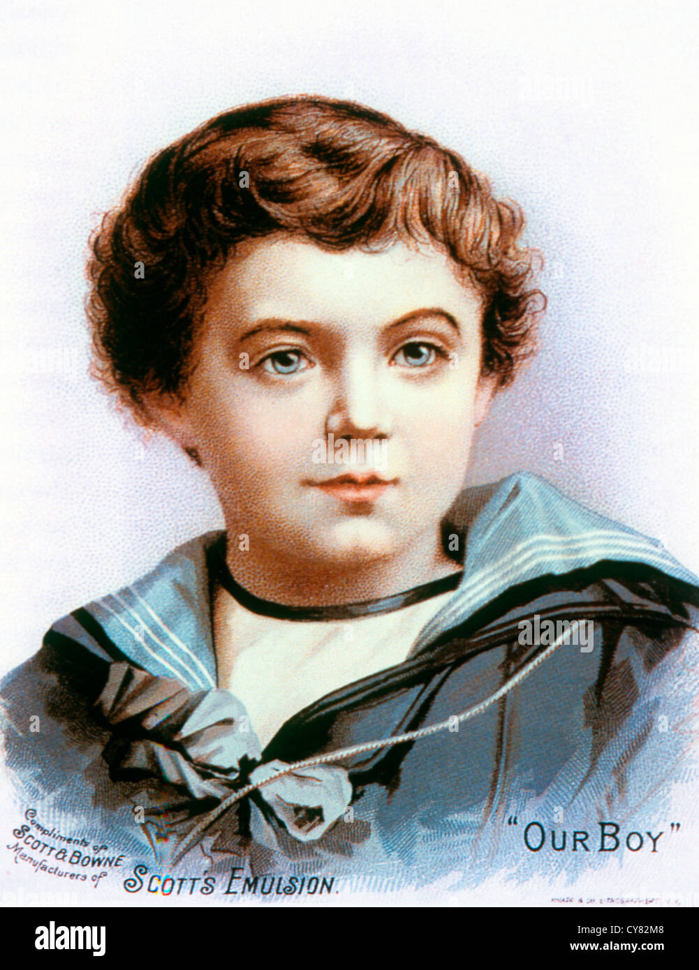 Young Boy Portrait, Scott's Emulsion, Trade Card, Circa 1890 Stock Photo