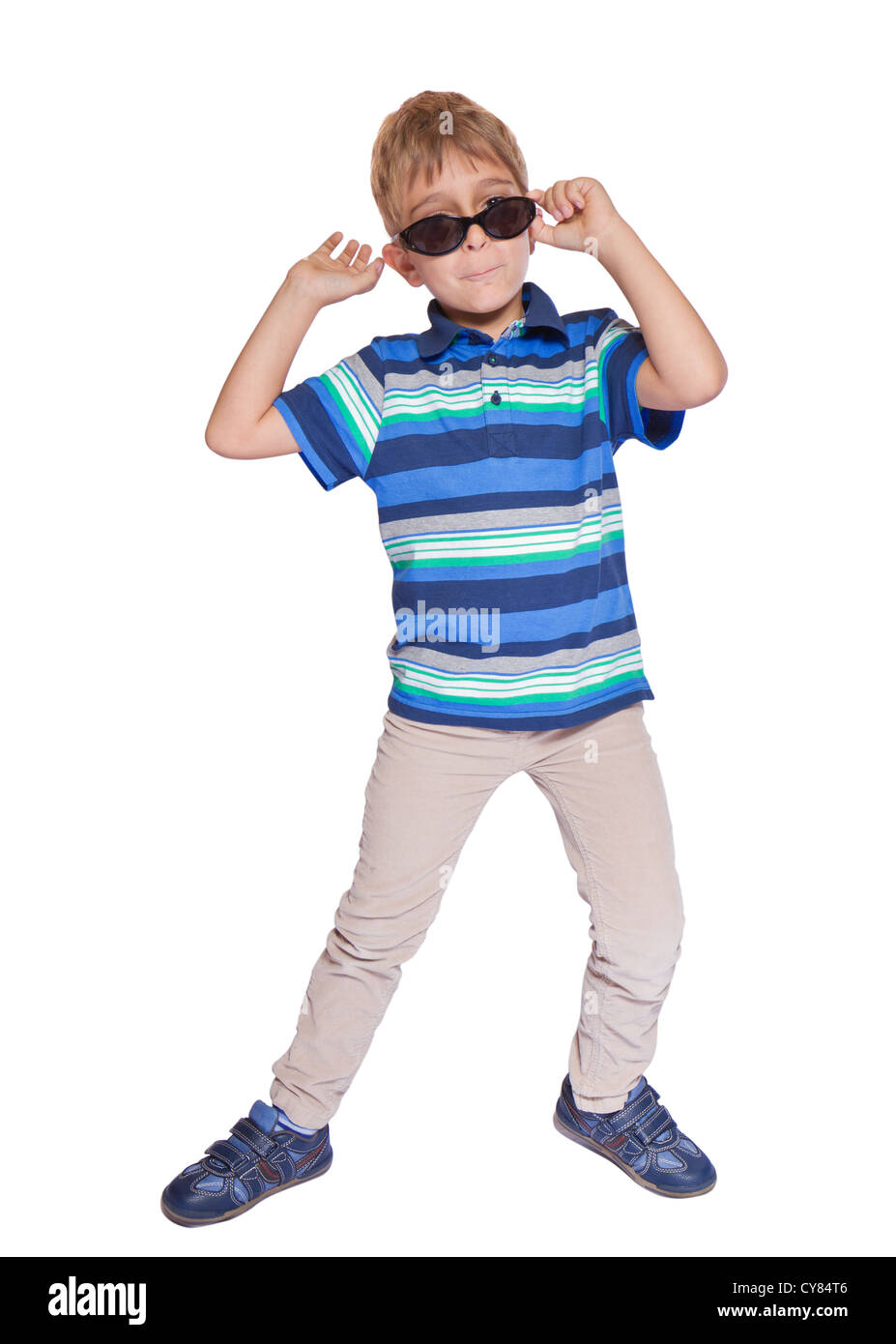 Boy in sunglasses. Isolate on white background Stock Photo Alamy