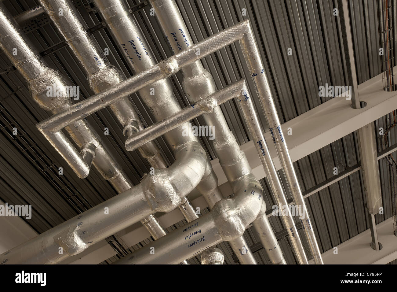 Clean industrial air conditioning and water systems insulated in ground