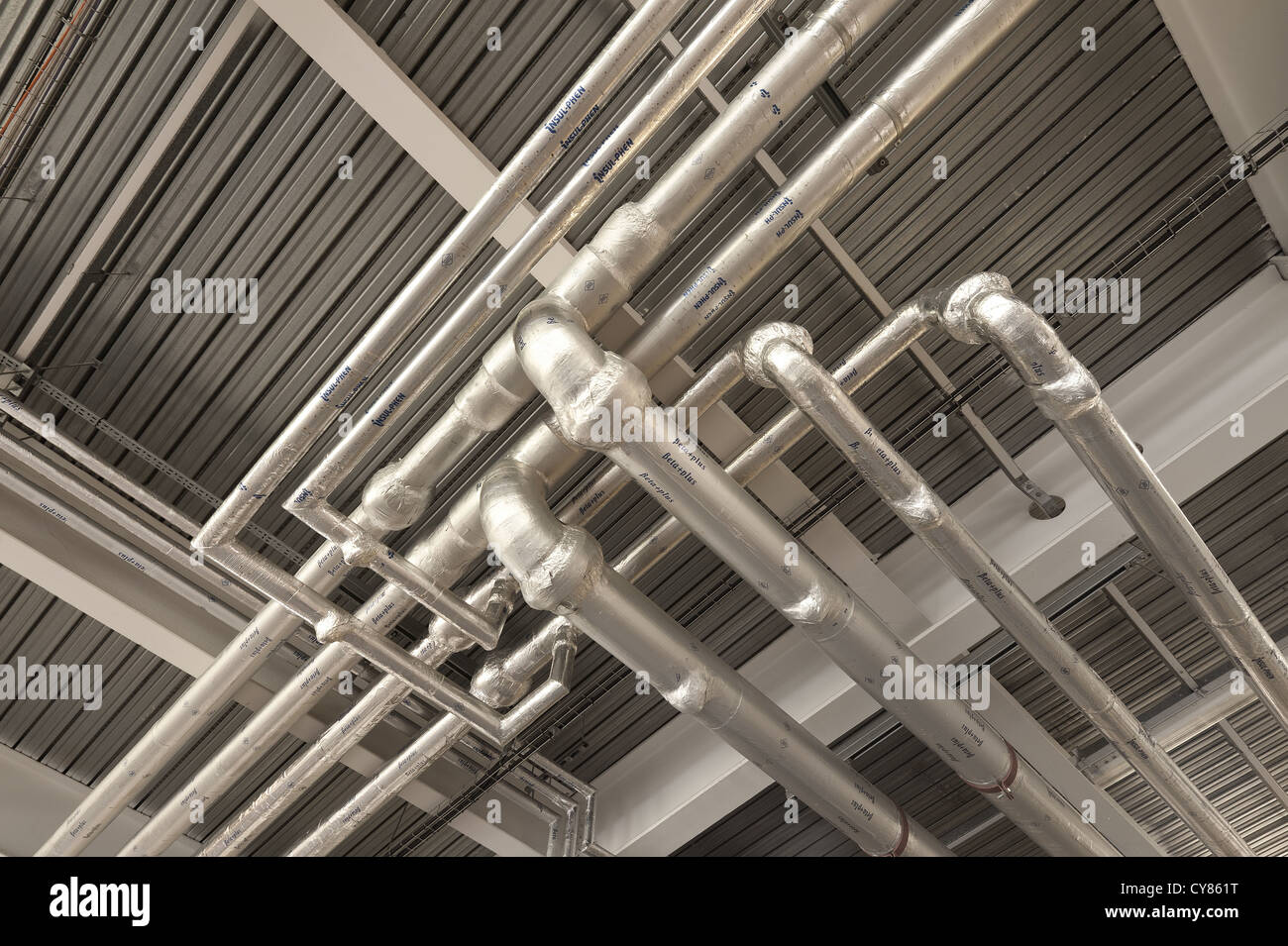 Clean industrial air conditioning and water systems insulated in ground