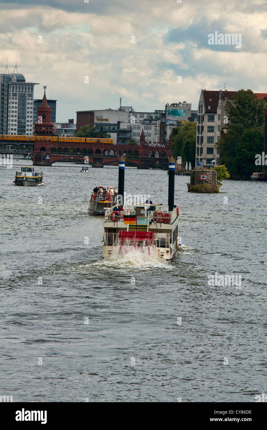 paddle boat sightseeing on the Spree River in Berlin, Germany Stock