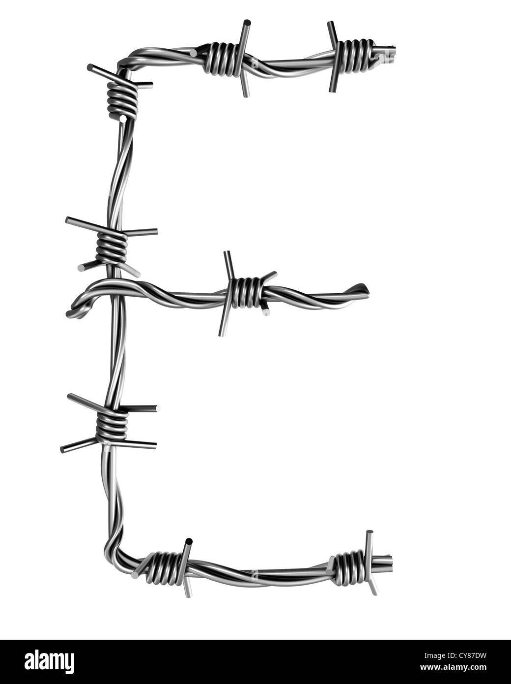 Letter E Made From Barbed Wire Stock Photo Alamy