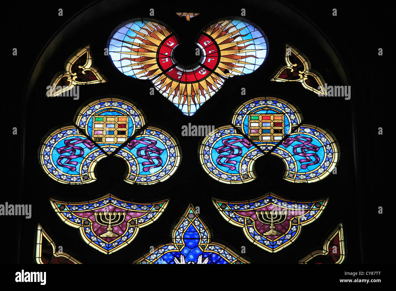 Hungary, Szeged, New Synagogue, interior, stained glass windows Stock