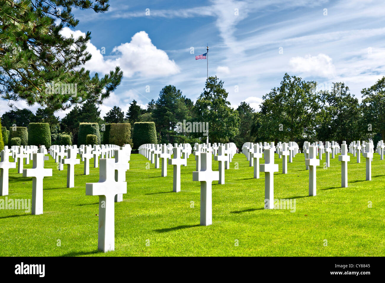 American War Cemetery at Omaha Beach, Normandy (Colleville-sur-Mer ) Stock Photo