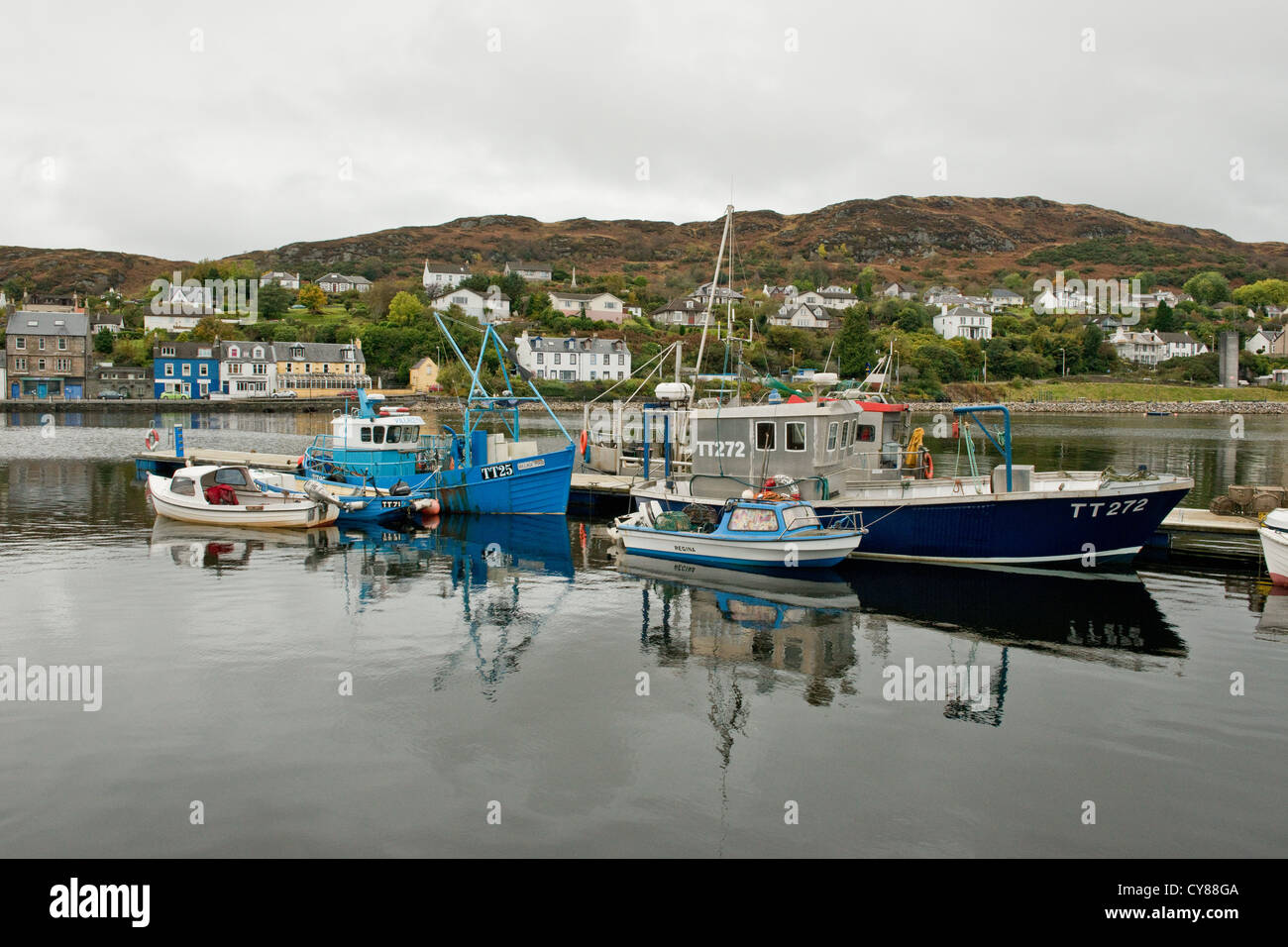 Fishing boat in Tarbert harbour, Scotland Stock Photo