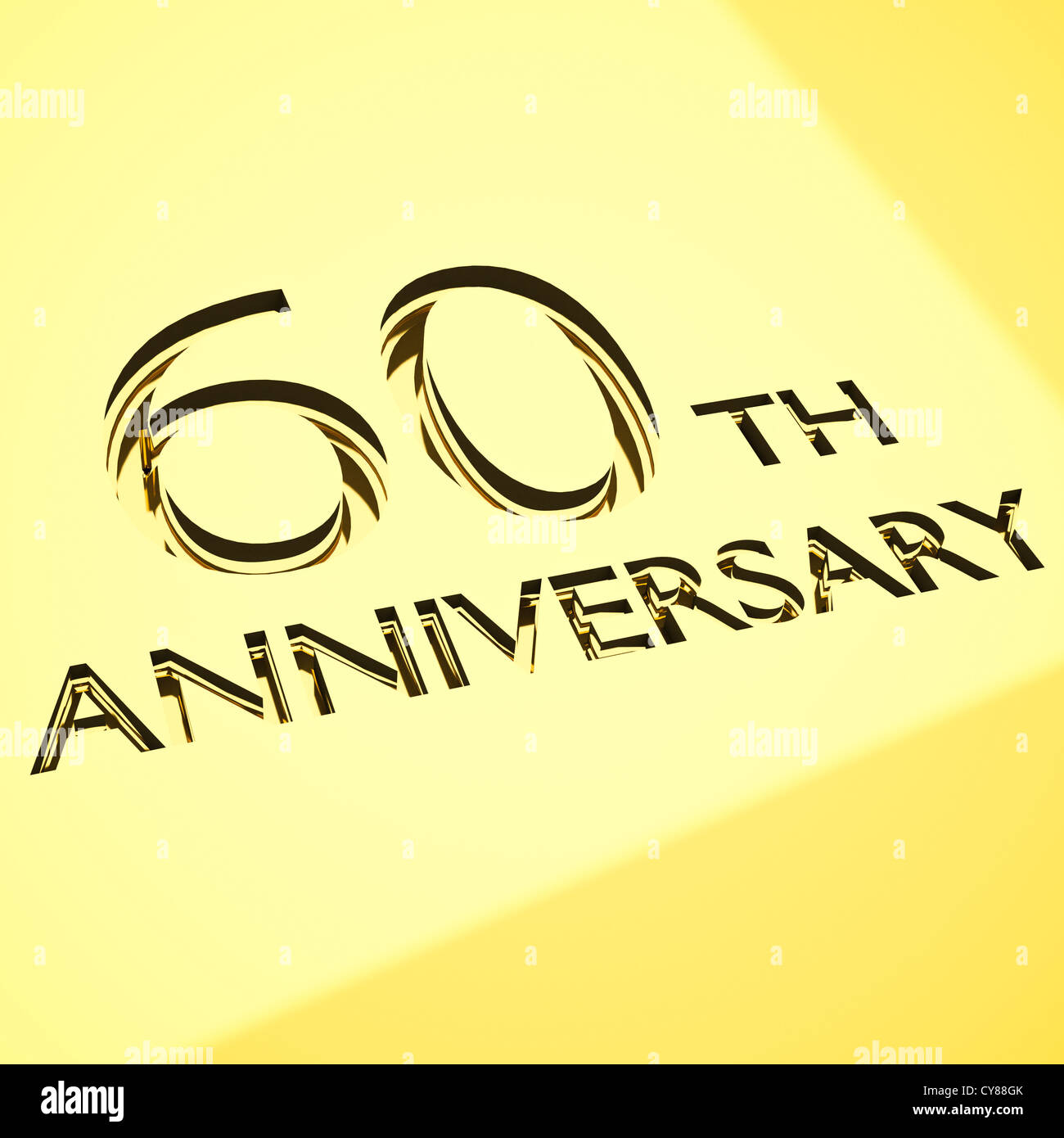 gold engraving of 60th anniversary words, for celebrations. 3d render ...