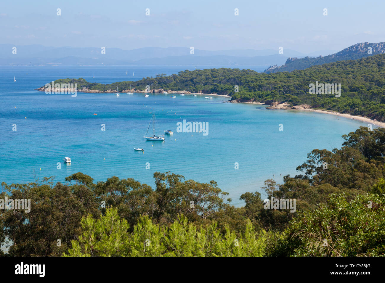 View of Porquerolles island bay from 
