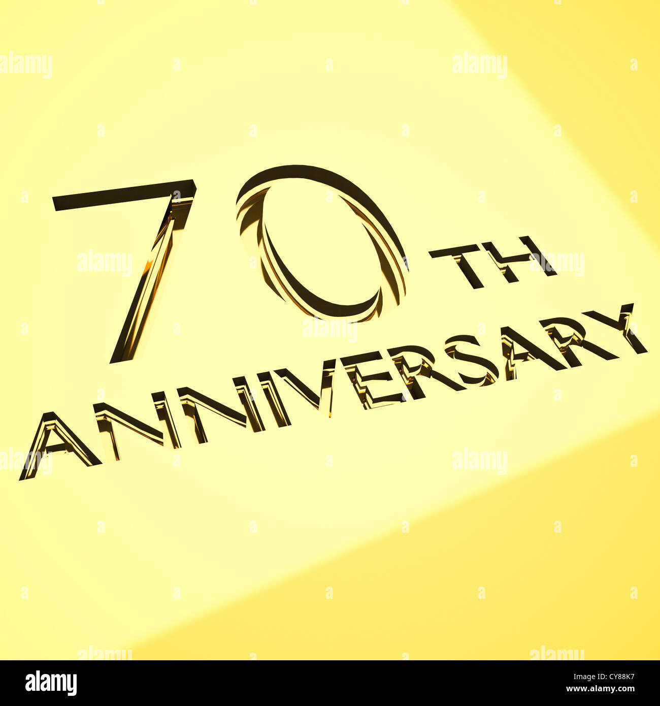 gold engraving of 70th anniversary words, for celebrations. 3d render ...