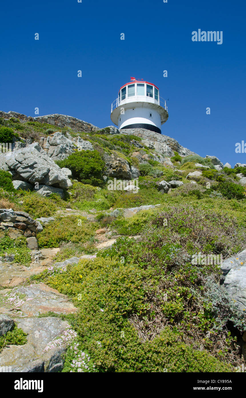 Lighthouse at the Western Cape, Table Mountain National Park, Cape town, South Africa. Stock Photo