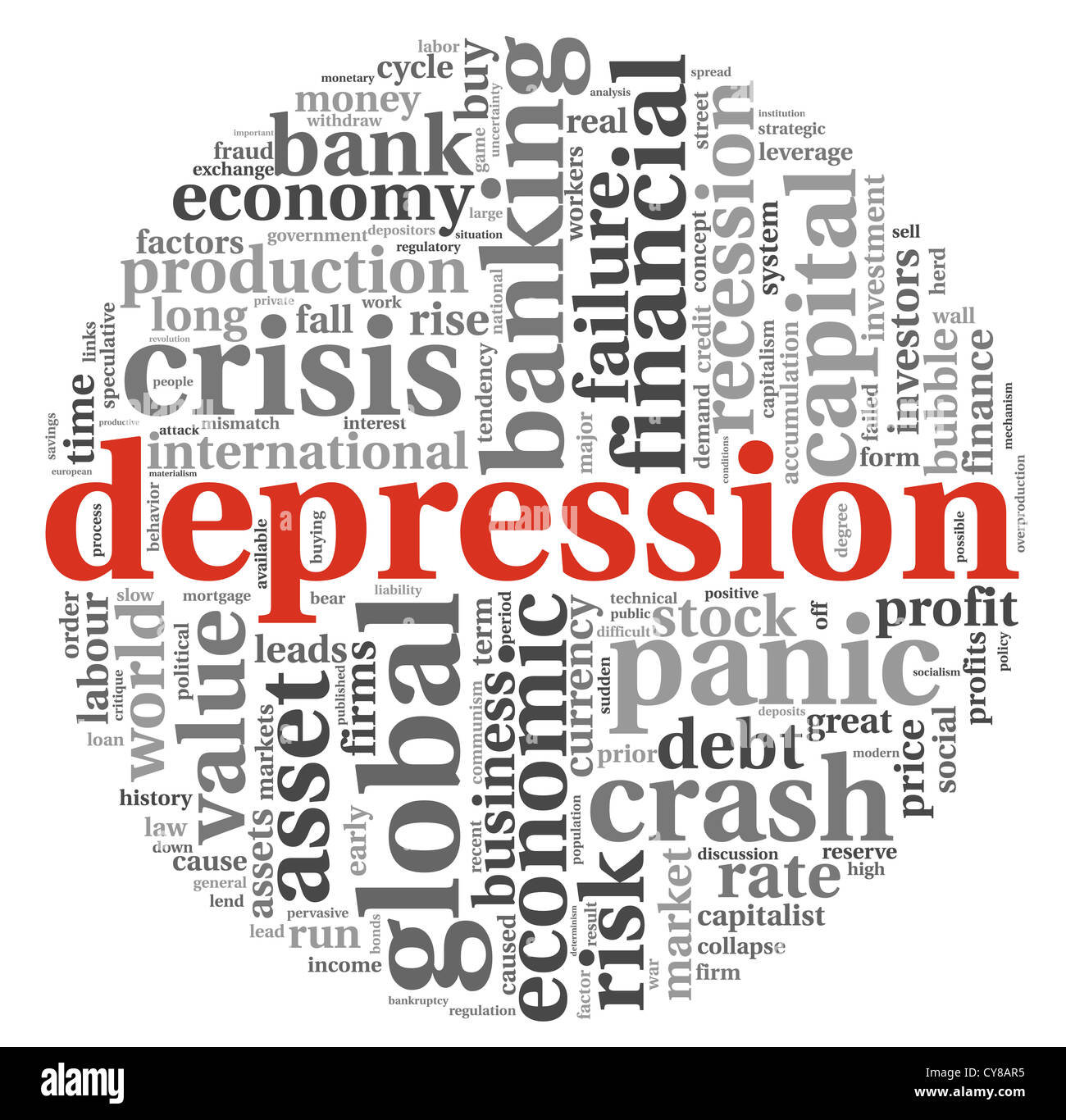 Depression and crisis concept in info-text graphics on white background Stock Photo