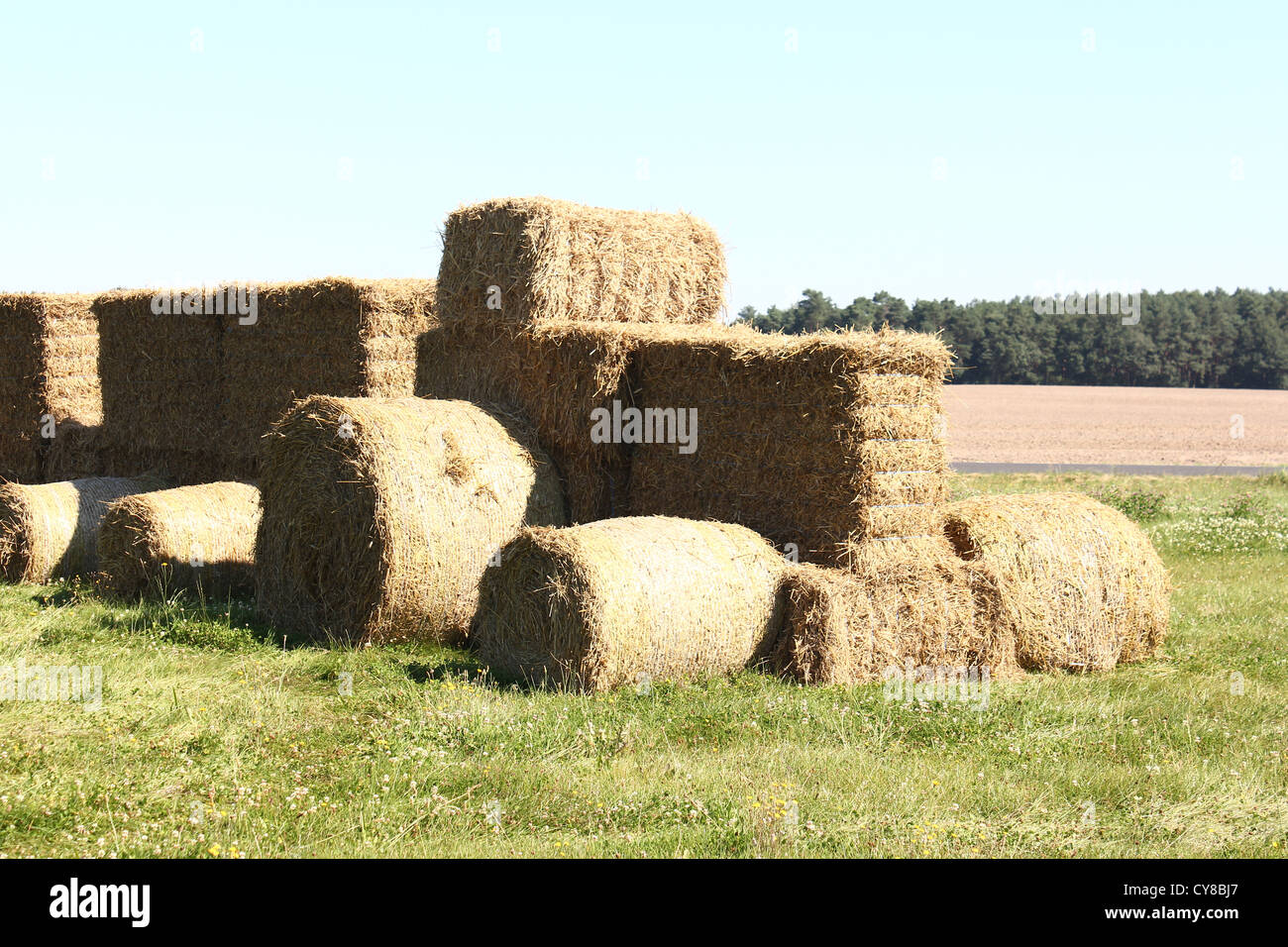 Tractor made of hay bales in a field on the edge Stock Photo - Alamy