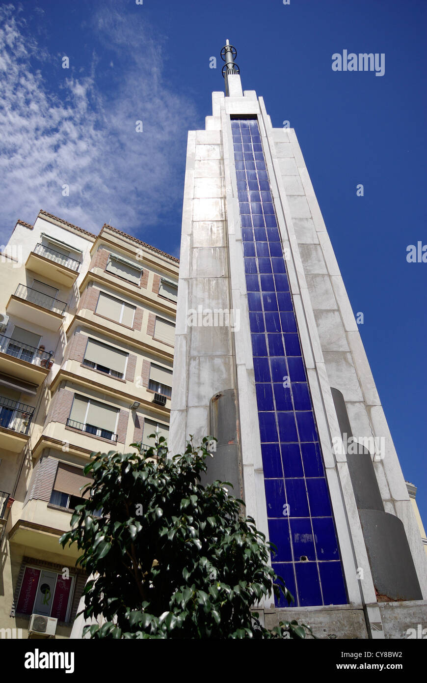 Obelisk / pillar in Plaza de Uncibay (Unicibay Square), Malaga, Andalusia, Spain Stock Photo