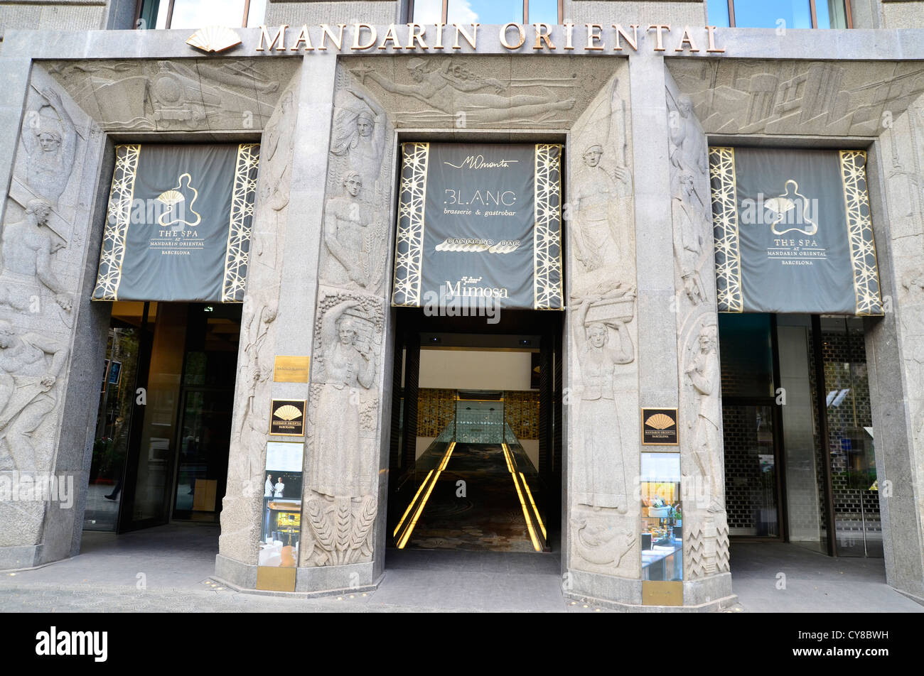 Mandarín Oriental Hotel entrance in Barcelona Stock Photo