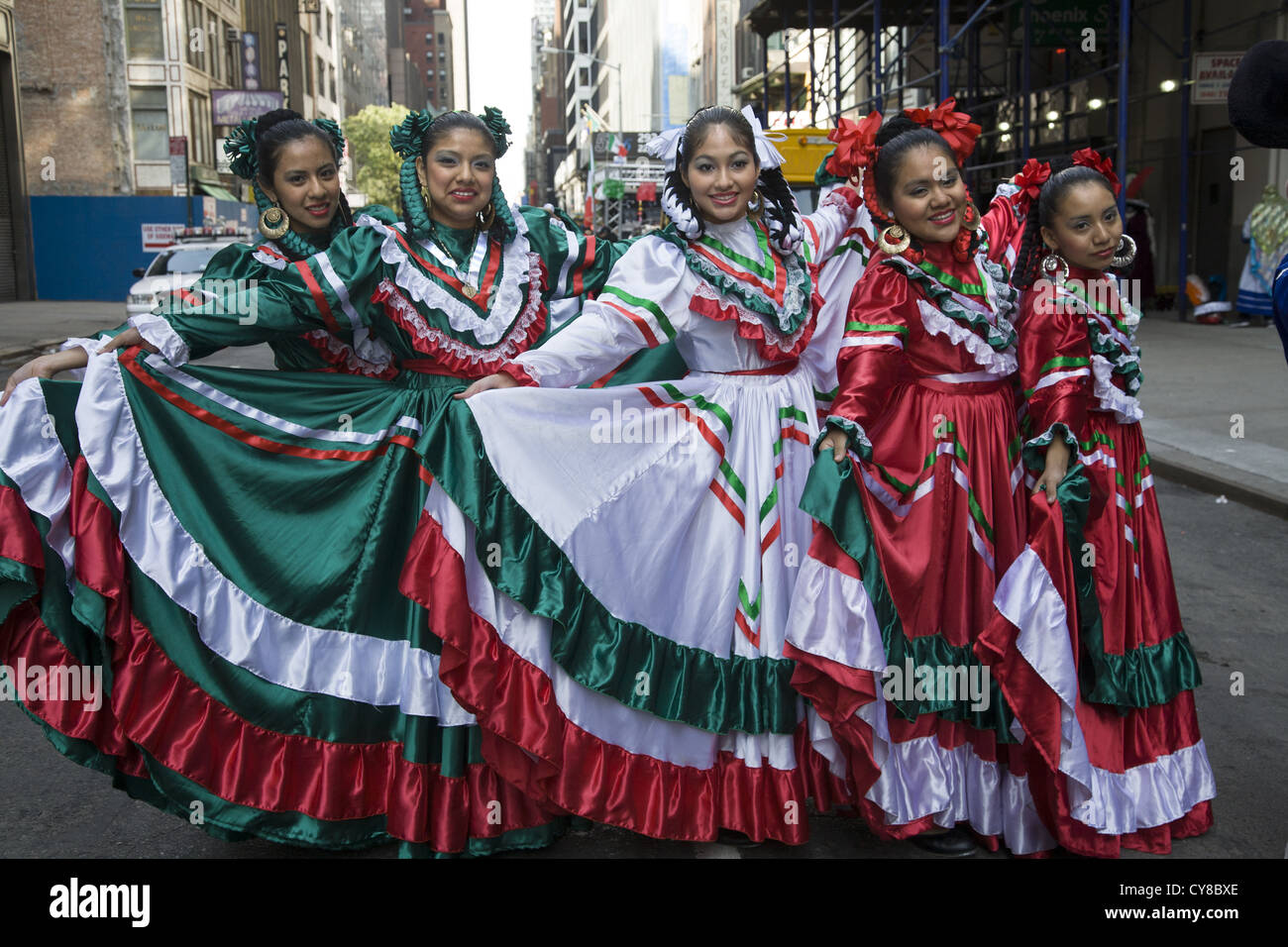 Hispanic Day Parade, New York City. Mexican Dancers ready to march up