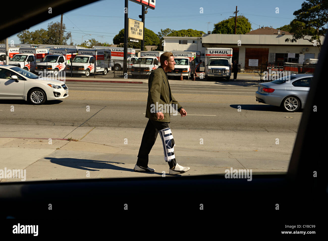 man walks lincoln boulevard california usa Stock Photo Alamy