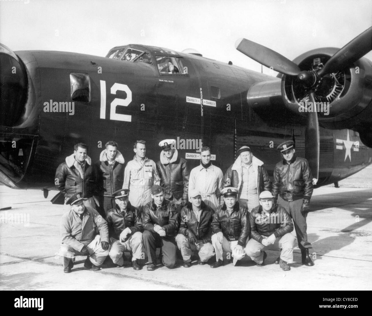 Crew of USA P4Y-1P Aircraft, Portrait, Goose Bay, Labrador, Canada, Official U.S. Navy Photograph, 1952 Stock Photo