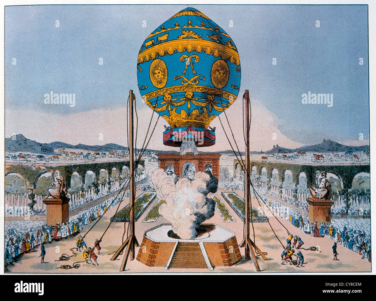 Balloon Ascent, Paris, France, Etienne Montgolfier, 1783 Stock Photo Alamy
