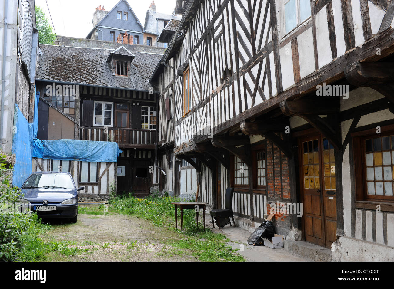 La Rue Haute in Honfleur Normandy France Stock Photo
