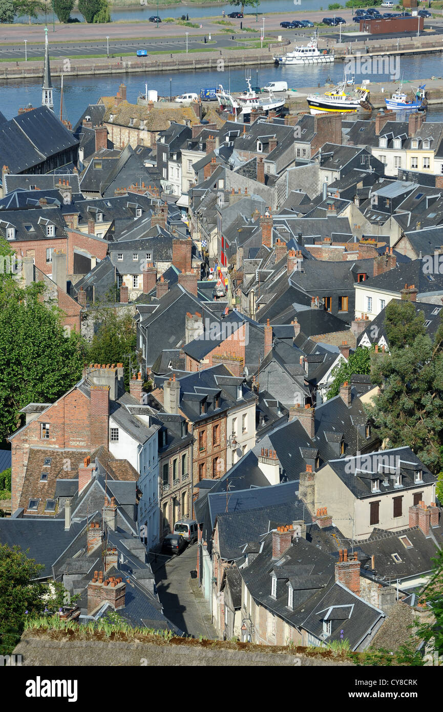 Honfleur Normandy France rooftops and narrow streets Stock Photo