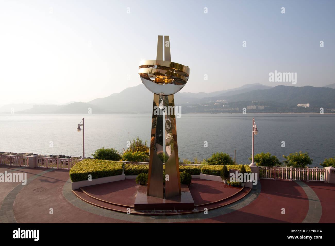 Sculpture in Hong Kong, Tai Po waterfront to commemorate 10th Anniversary of HKSAR Stock Photo