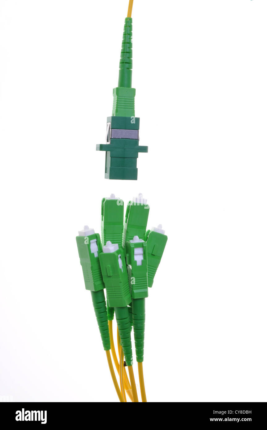 Connectors, optical cables used in data communication networks Stock