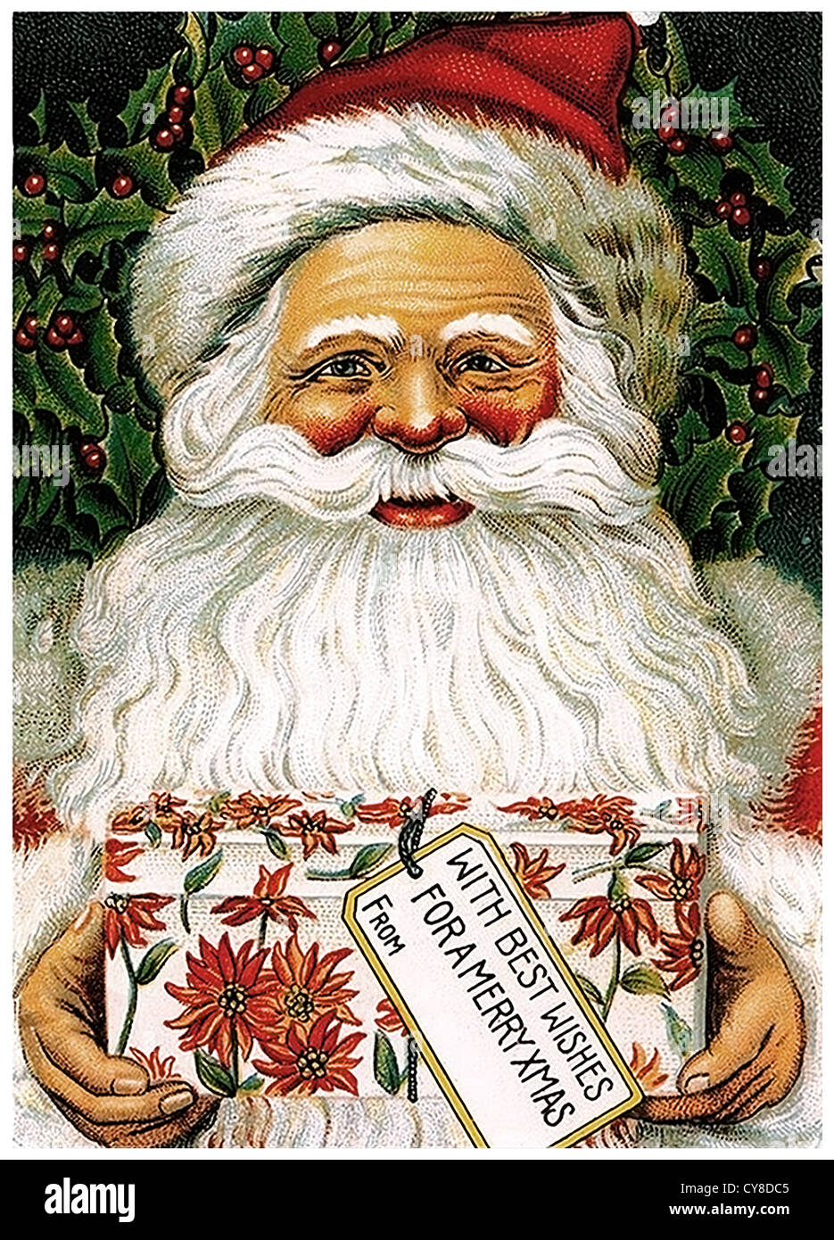 Santa Claus with gift Stock Photo