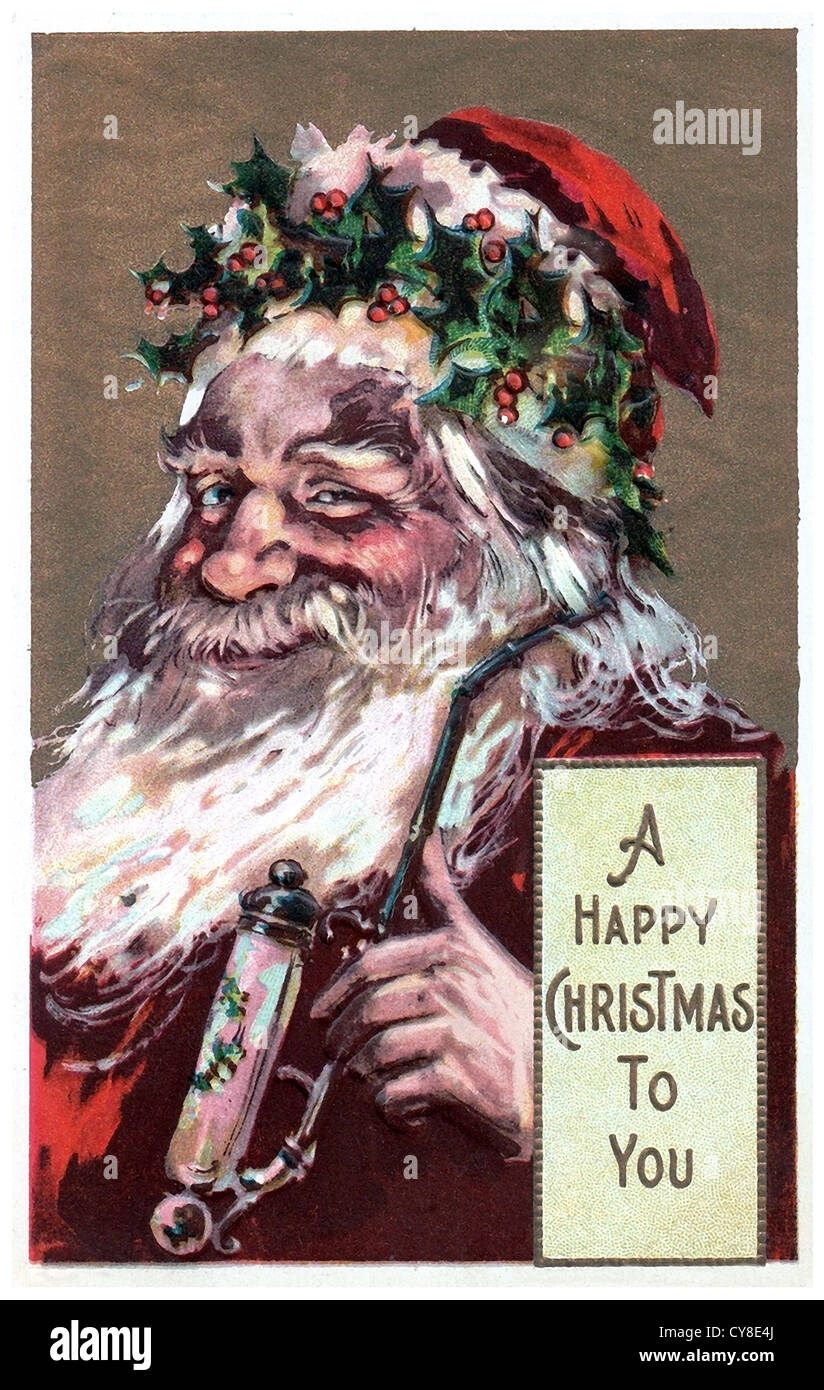 Santa Claus portrait with pipe Stock Photo