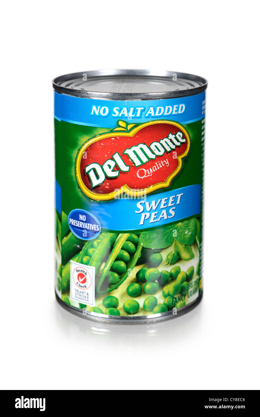 Peas, Can of Sweet Peas, Tinned Peas, Canned Peas Stock Photo