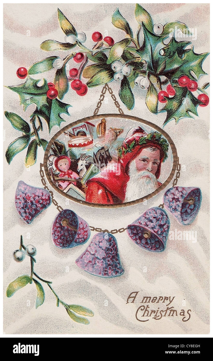 Santa Claus with bells Stock Photo