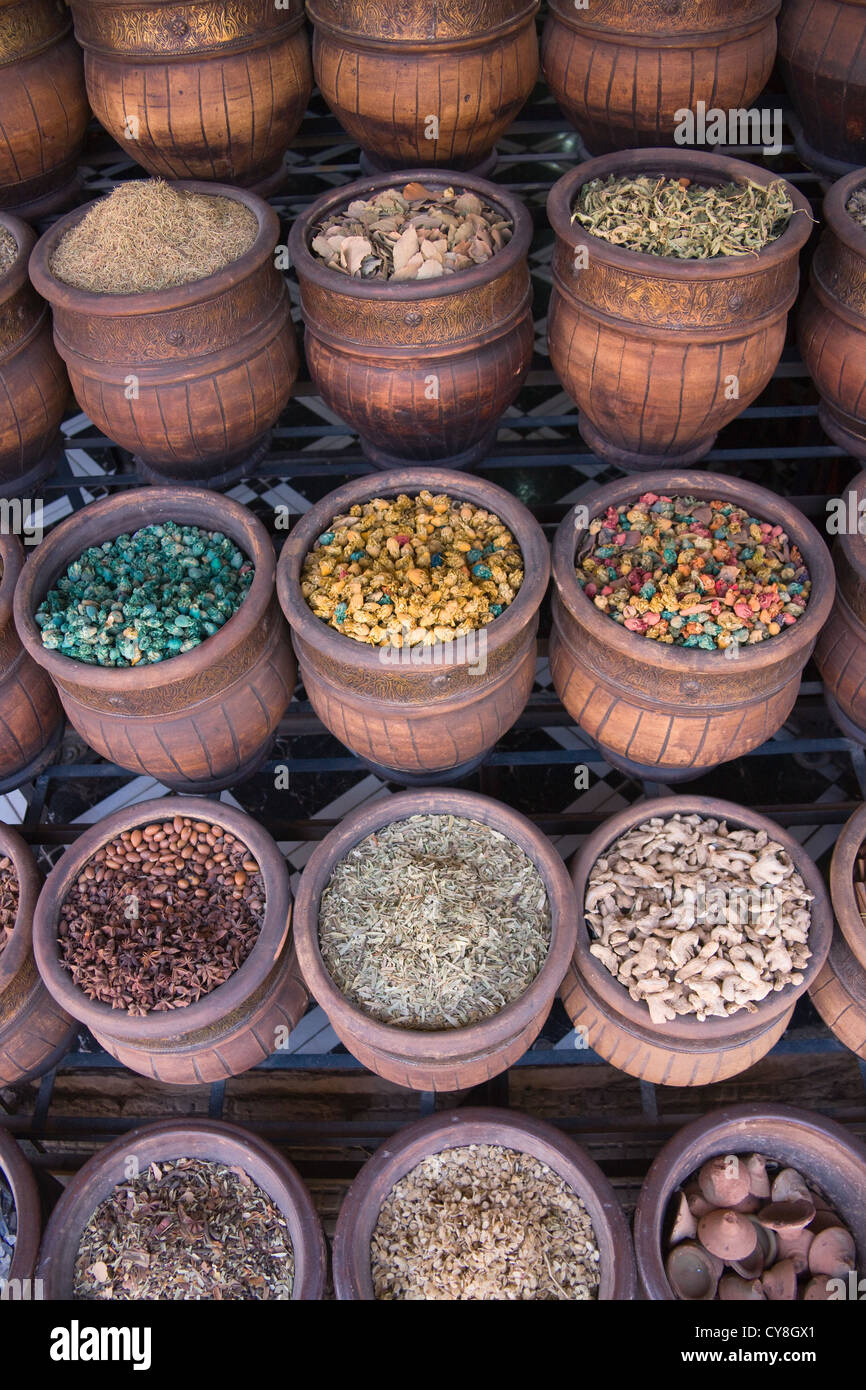 Selling spices, Marrakech, Morocco Stock Photo Alamy