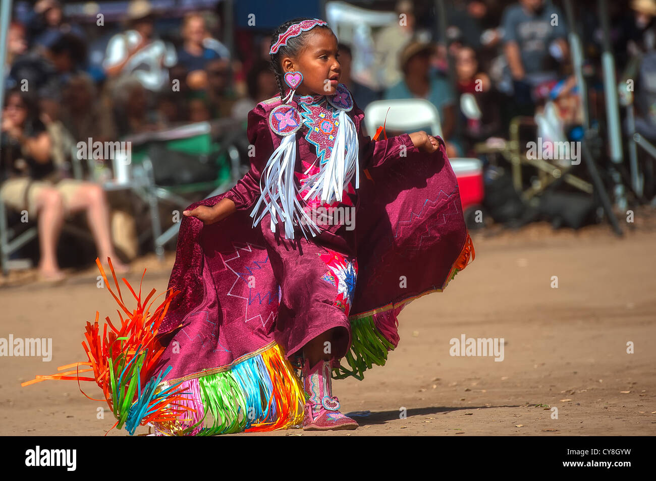 Chumash native American girl dancing Stock Photo