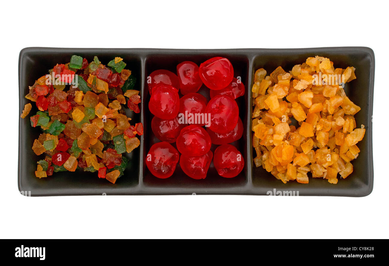 Candied peel and cherries for baking isolated Stock Photo Alamy