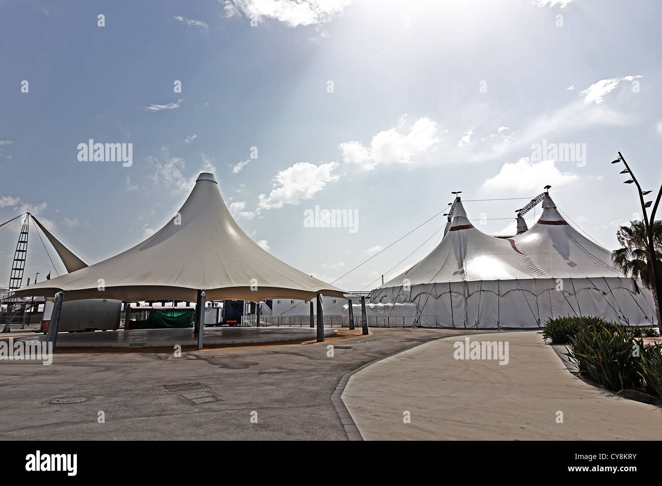 huge white tent as an umbrella Stock Photo Alamy