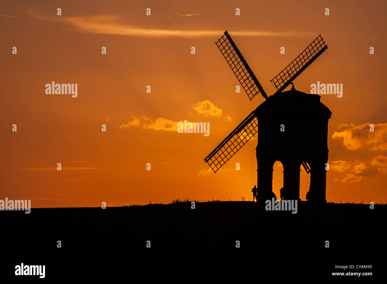 Sunset at Chesterton Windmill located outside the village of Chesterton, Warwickshire Stock Photo