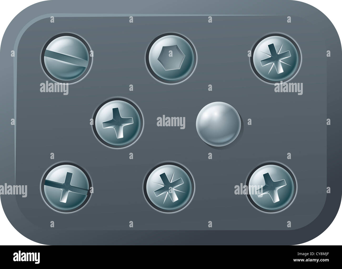 A set of metal shiny screw and bolt design elements Stock Photo Alamy