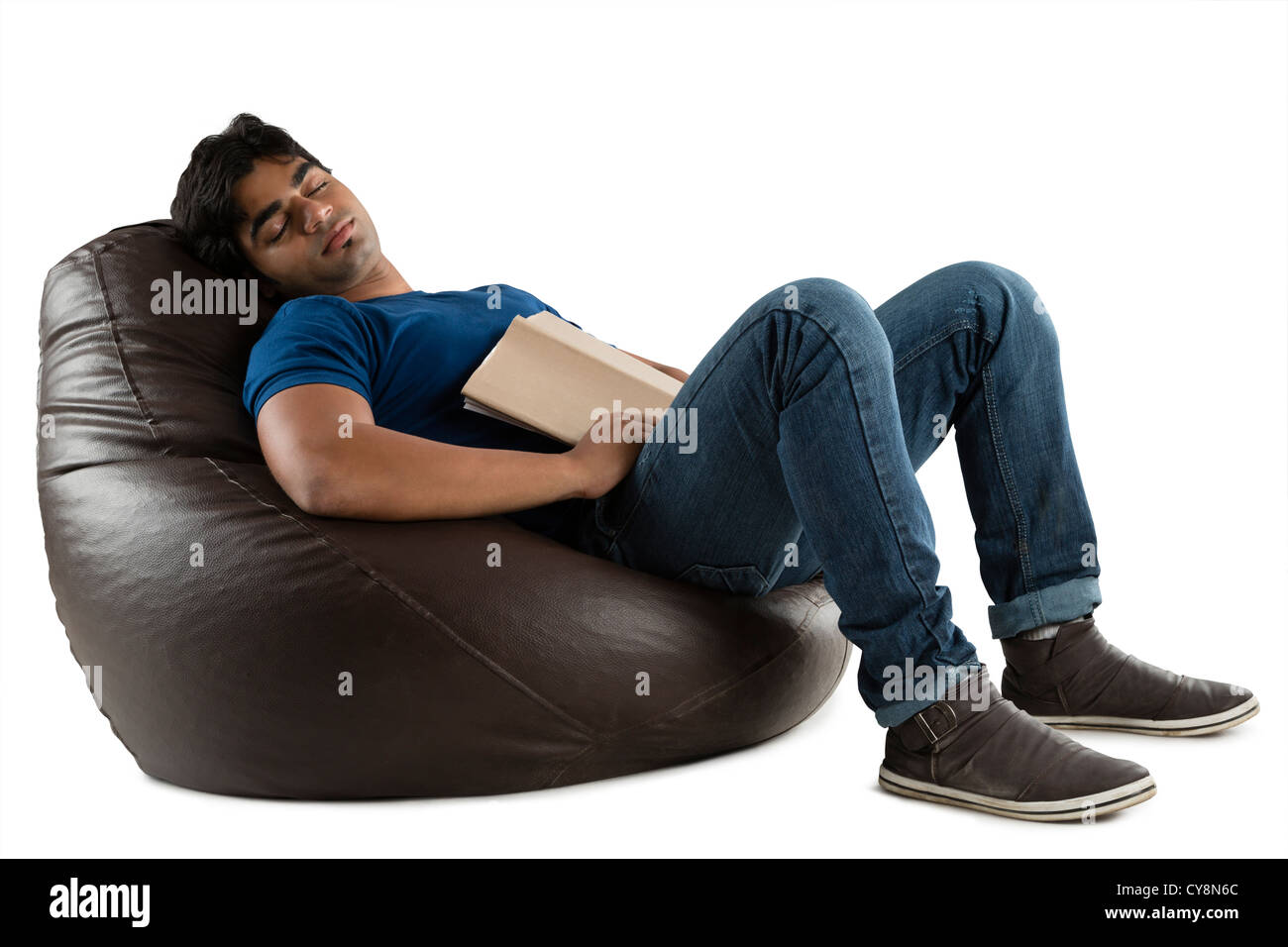 Man Sleeping With A Book On A Bean Bag Stock Photo Alamy Man Sleeping With A Book On A Bean Bag Stock Photo Alamy