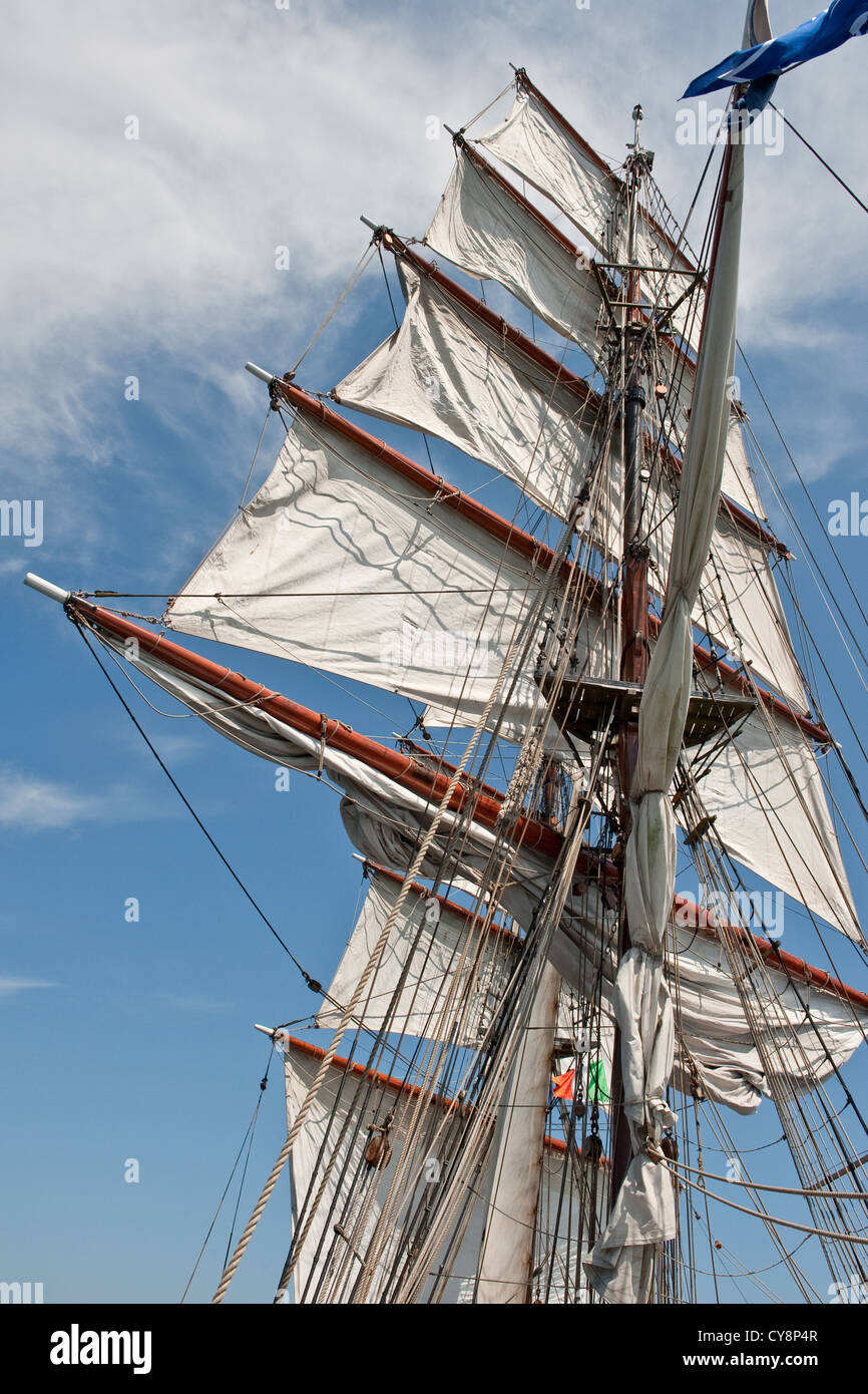 Tallship mast and cross-beams Stock Photo