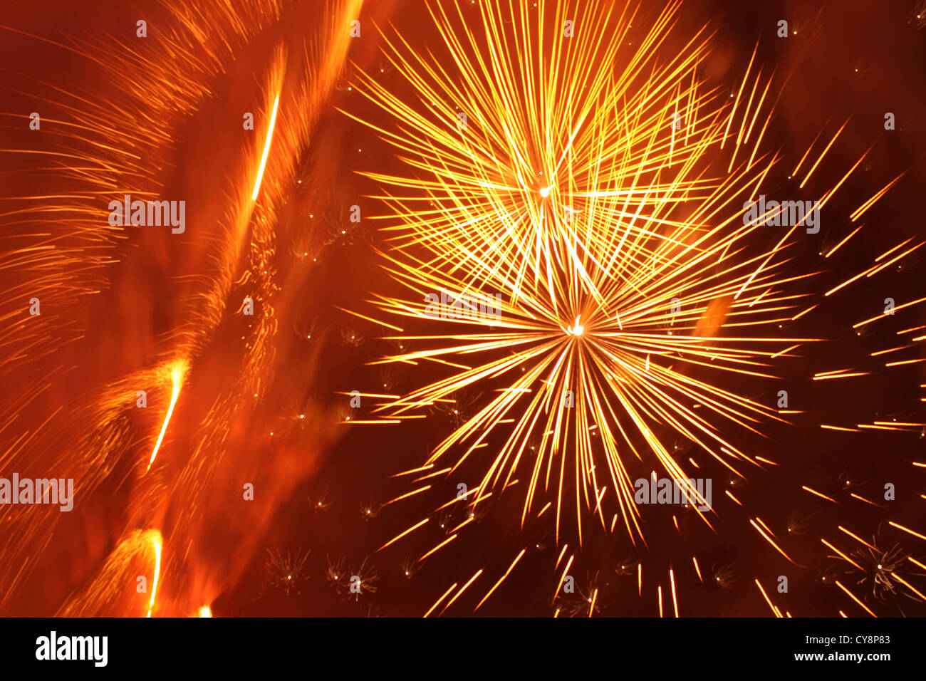 bright fireworks in night sky Stock Photo Alamy