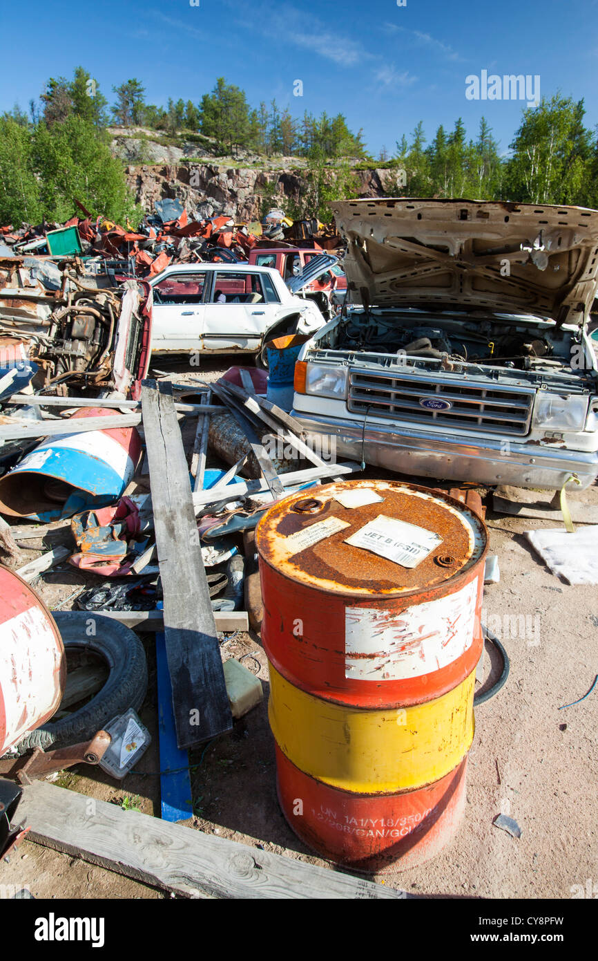 A scrap metal dump in Fort Chipewyan, Alberta, Canada Stock Photo Alamy