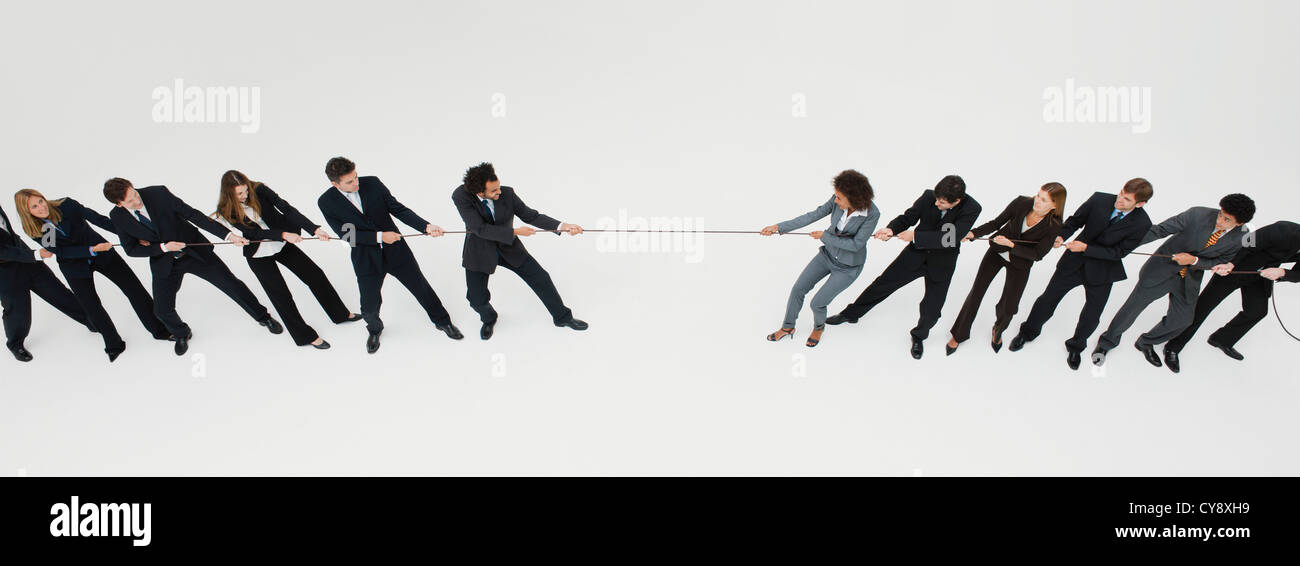 Business professionals in tug of war match Stock Photo Alamy