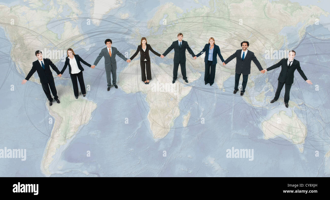 International trade creates global village valuing cooperation and unity over division Stock Photo