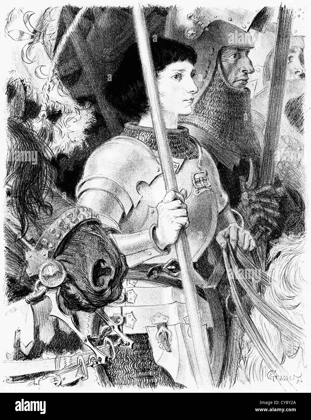 Vintage portrait of Joan of Arc Stock Photo - Alamy