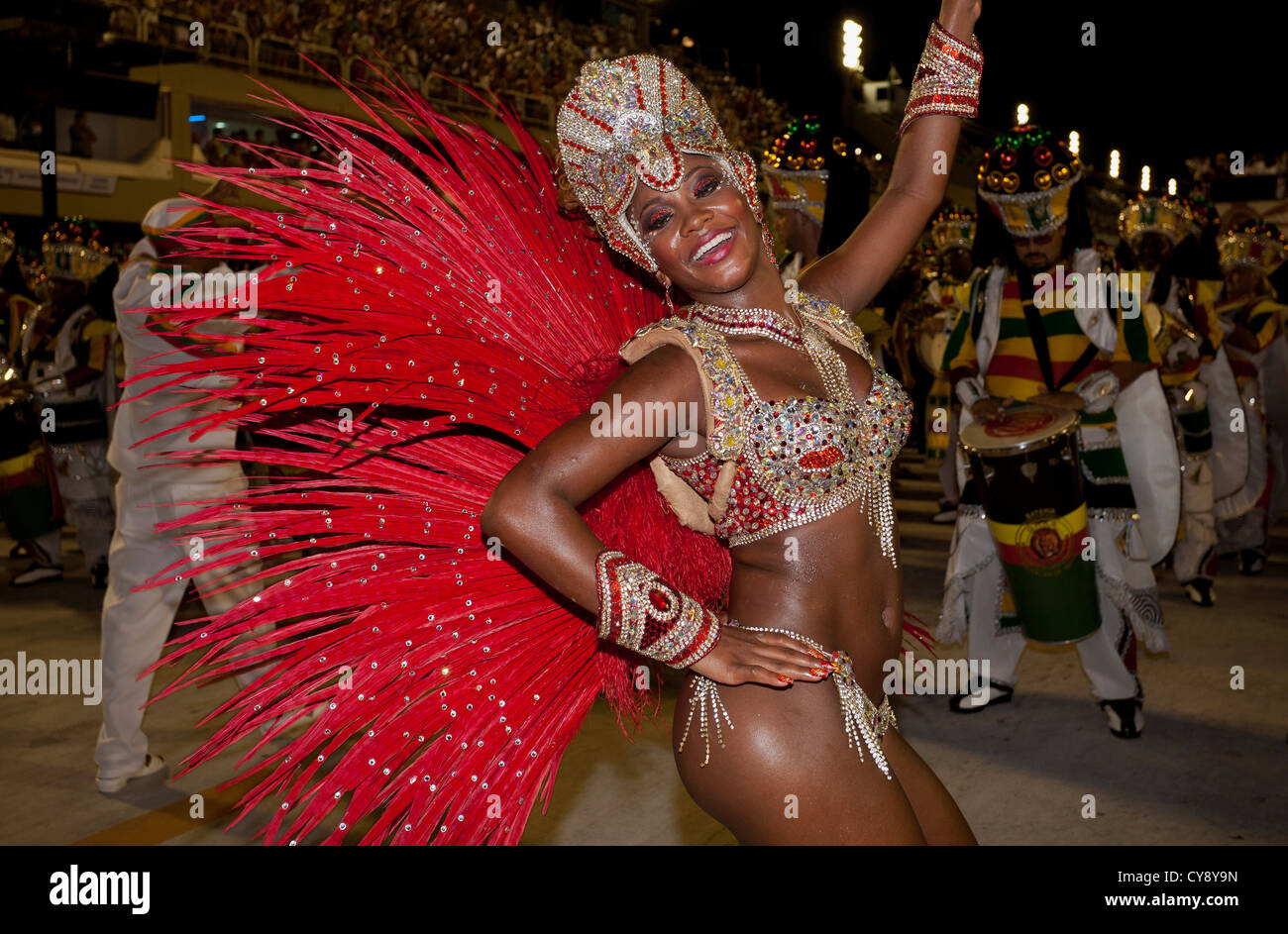 Woman Dancing During Carnival Parade Rio de Janeiro Brazil Stock Photo