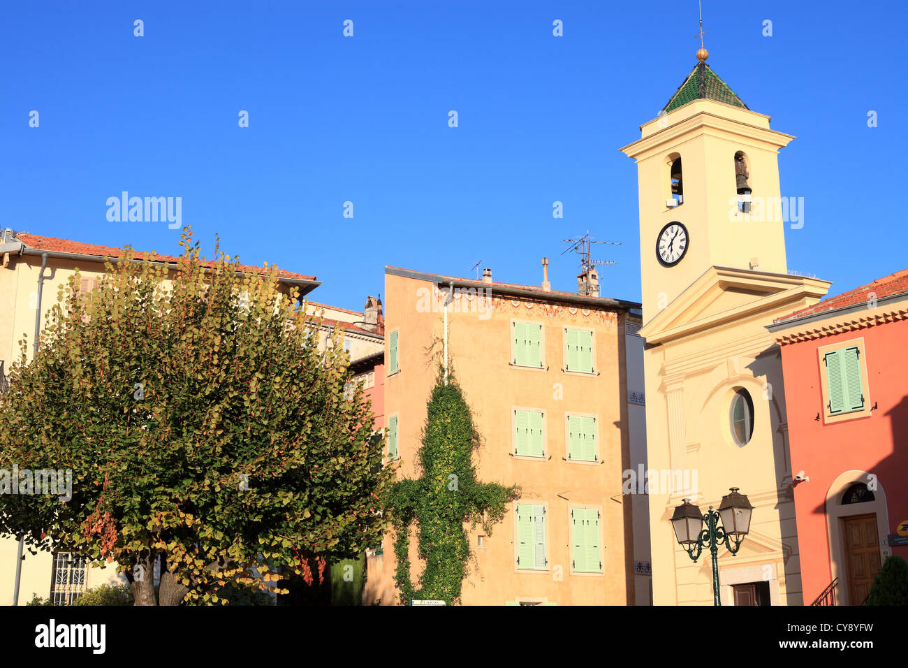 Picturesque perched village of Falicon in the back country of the Alpes-Maritimes Stock Photo